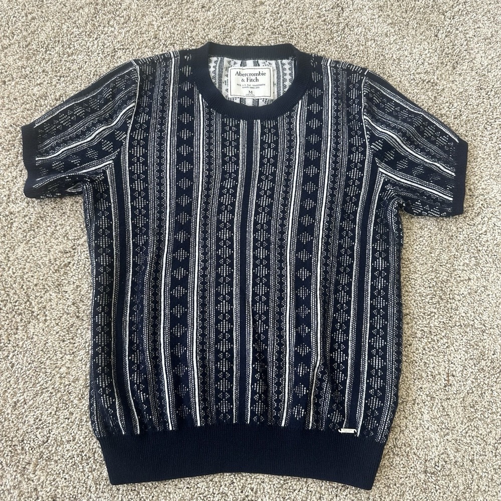 Abercrombie & Fitch Women's M Short Sleeve Sweater Tee Black White Coogi Style